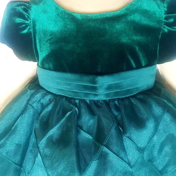 Holiday dress Rare Edition 6 months green velvet - Picture 4 of 5